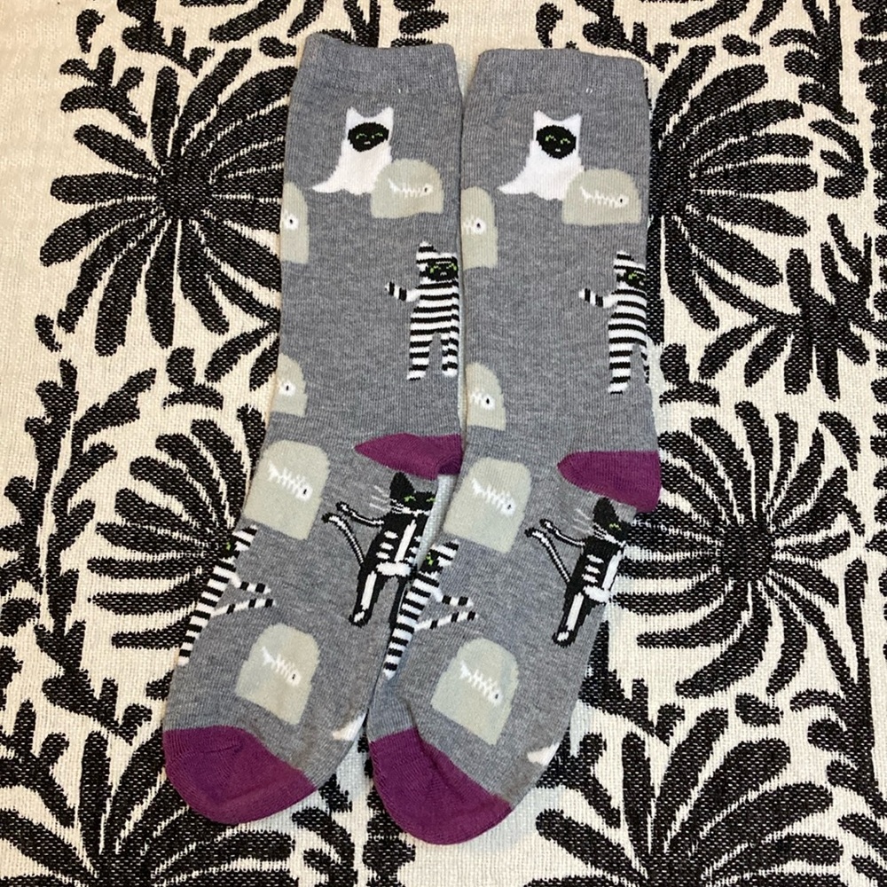Halloween Cat Ghost Mummy Skeleton Tombstone Socks
